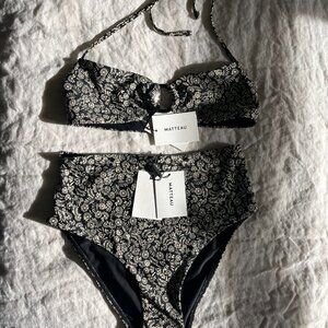 Brand New with Tags NWT Matteau Bandeau Ring Bikini Top and High Waist Briefs